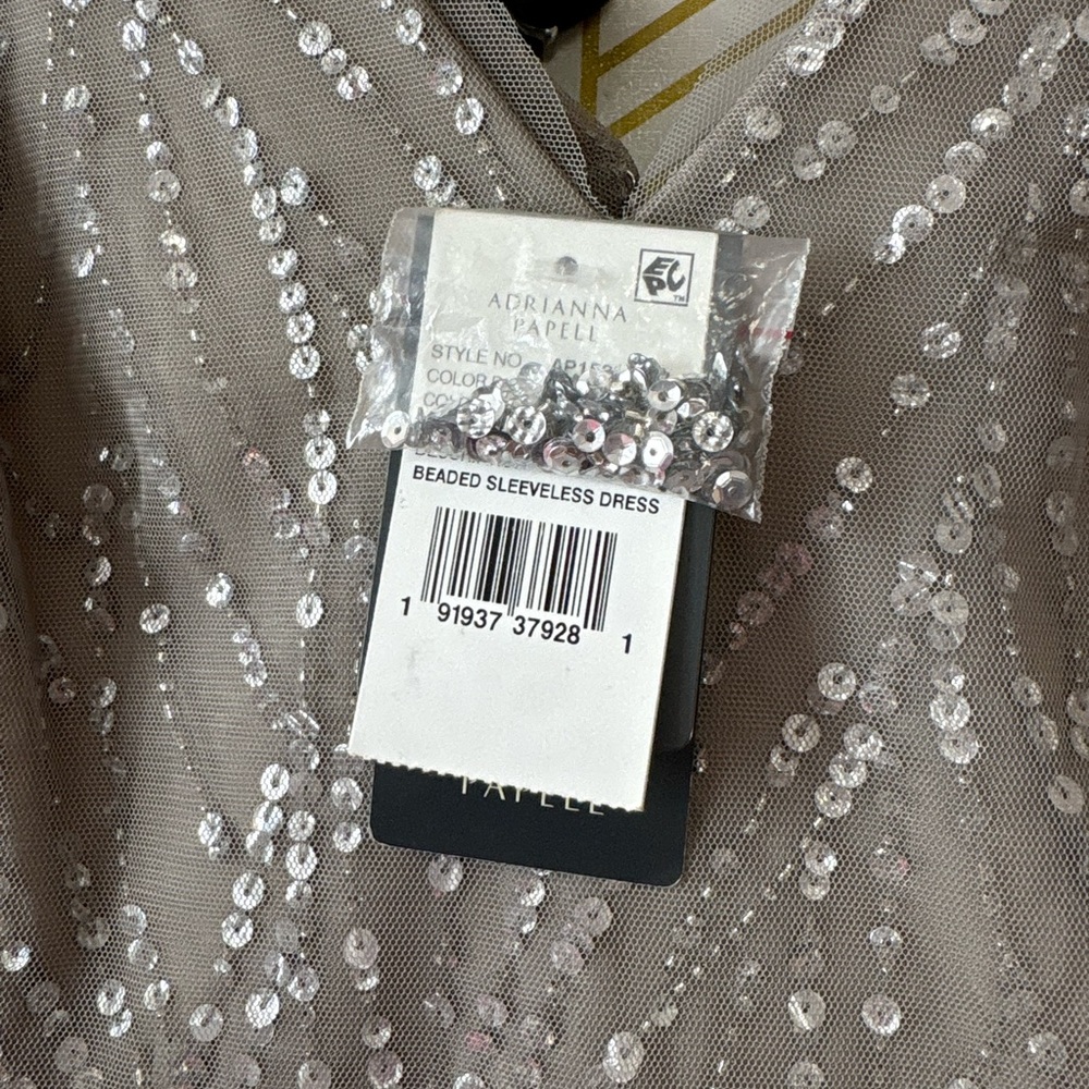 Adrianna Papell Silver Maxi Dress size 2 - Picture 6 of 11